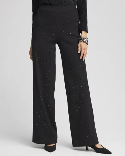 Chico's Petite Brigitte Embellished Relaxed Straight Leg Pants In Black Size 14p |