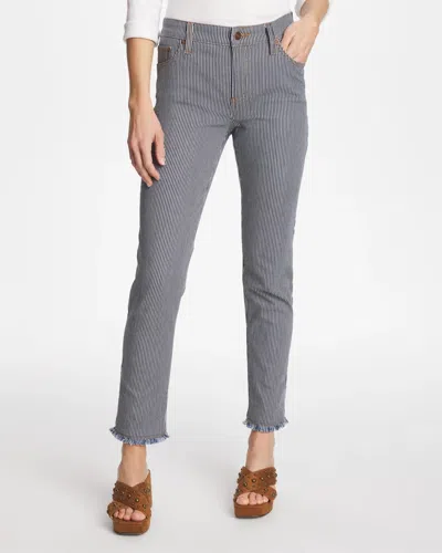 Chico's Petite Pinnacle Stripe Girlfriend Ankle Jeans In Denim In Blue