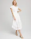Chico's Petite Poplin Circle Trim Maxi Shirtdress In White In White