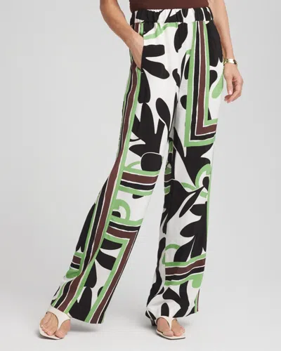 Chico's Petite Printed Silky Soft Pants In White In Sand