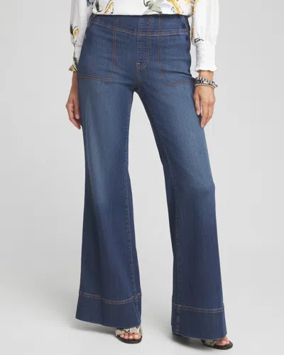 Chico's Petite Pull-on Flare Trouser Jeans In Maia Indigo Size 12p/14p |