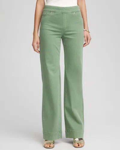 Chico's Petite Pull On Relaxed Leg Jeans In Mineral Green Size 8p/10p |