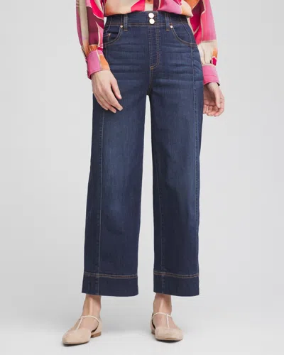 Chico's Petite Pull-on Wide-leg Cropped Jeans In Bridge Street Indigo Size 14p |