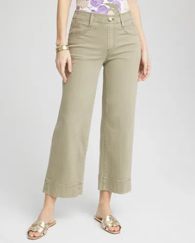 Chico's Petite Pull-on Wide-leg Cropped Jeans In Green