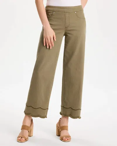 Chico's Petite Scallop Pull-on Wide-leg Crop Jeans In Lichen In Green