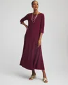 Chico's Petite Seamed Crepe Maxi Dress In Deep Chianti In Burgundy