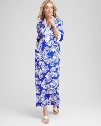 Chico's Petite Shell Story Maxi Dress In Blue