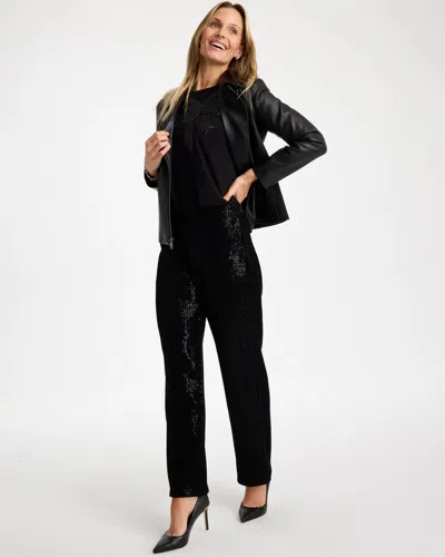 Chico's Petite Shimmer Pull-on Straight Ankle Pants In Black