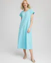Chico's Petite Short-sleeved Maxi Dress In Blue