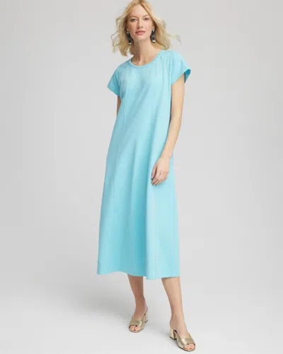 Chico's Petite Short-sleeved Maxi Dress In Blue