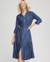 Chico's Petite Tencel™ Tiered Belted Jean Shirtdress In Denim Size 8p/10p |  In Marina Bay Indigo