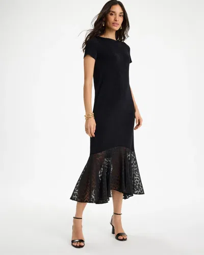 Chico's Petite Travelers™ Burnout Chiffon Hem Dress In Black
