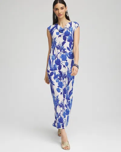 Chico's Petite Travelers™ Cowl Neck Maxi Dress In Blue Size 16p/18p |  Wrinkle-free Travel Clothing In Vibrant Blue