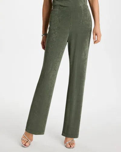 Chico's Petite Travelers™ Crinkle Satin Textured Pants In Kelp Forest In Green