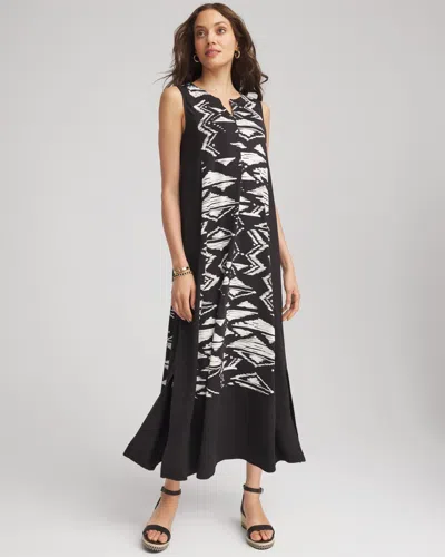 Chico's Petite Travelers Crinkled Knit Dress In Black