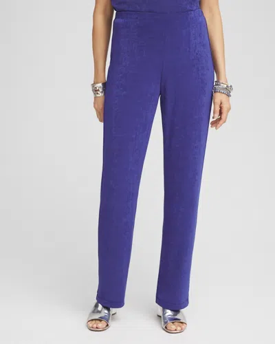CHICO'S PETITE TRAVELERS PANTS IN BLUE SIZE 8P/10P | CHICO'S WRINKLE-FREE TRAVEL CLOTHING