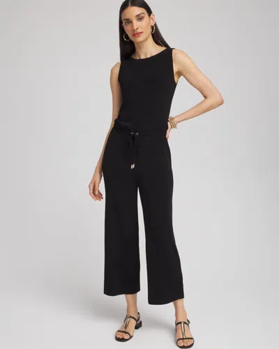 Chico's Petite Travelers Tie Waist Jumpsuit In Black Size 12p/14p |  Wrinkle-free Travel Clothing In Travelers Black