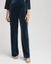 Chico's Petite Travelers Velvet Pants In Teal Shadow