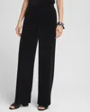 Chico's Petite Travelers™ Velvet Relaxed Straight Leg Pants In Black Size 4p/6p |  Wrinkle-free Trave In Travelers Black