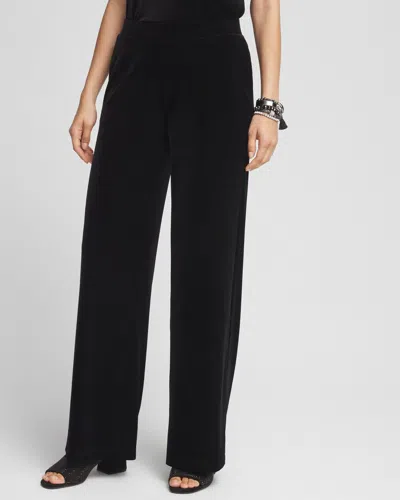 Chico's Petite Travelers™ Velvet Relaxed Straight Leg Pants In Black Size 4p/6p |  Wrinkle-free Trave In Travelers Black
