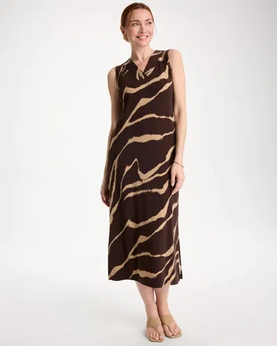 Chico's Petite Travelers™ Zebra Double V-neck Maxi Dress In Brown