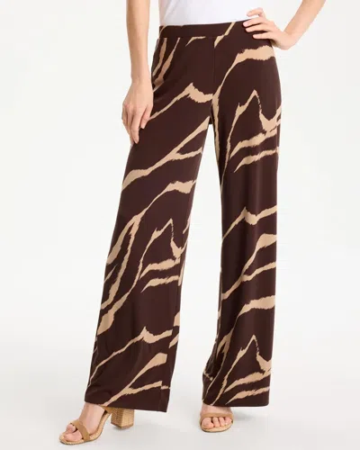 Chico's Petite Travelers™ Zebra Knit Wide-leg Pants In Brown