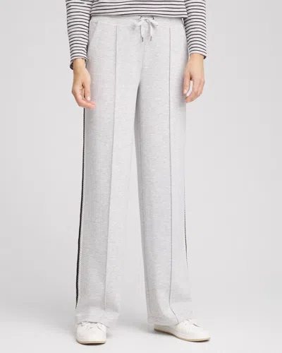 Chico's Petite Zenergy Double-knit Lattice Trim Pants In Frosted Gray Heather Size 12p/14p |