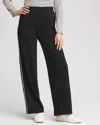 Chico's Petite Zenergy Double-knit Striped Wide Leg Pants In Black Size 16p/18p |  In Black