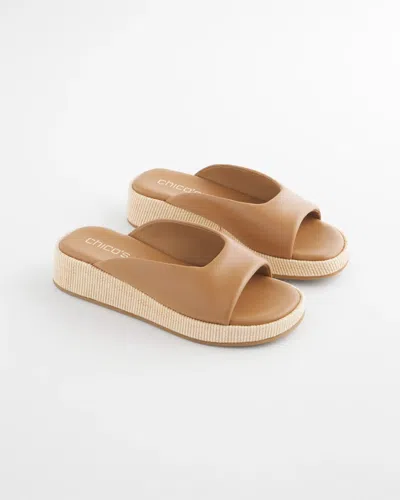 Chico's Phoenix Flatform Slide Shoes In Brown