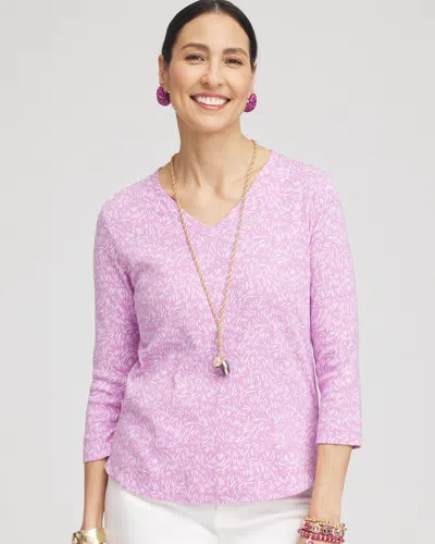 Chico's Pima 3/4 Sleeve Everyday Tee In Lavender Skies Size 20/22 |