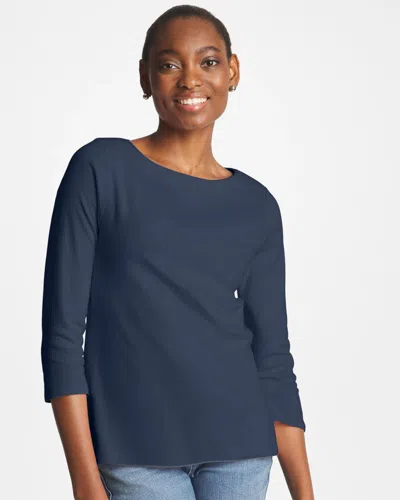Chico's Pima 3/4 Sleeve Tee In Blue