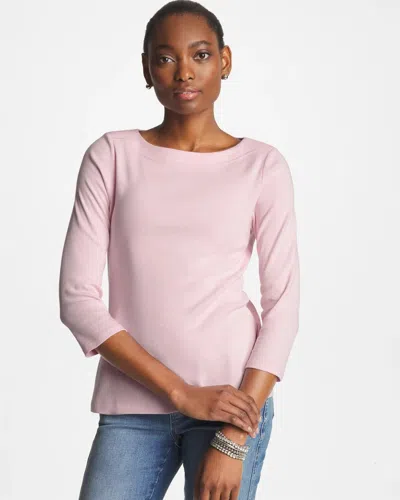 Chico's Pima 3/4 Sleeve Tee In Sweet Blossom In Pink