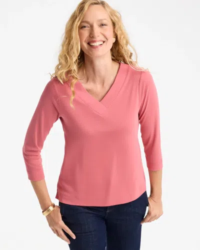 Chico's Pima Cotton 3/4 Sleeve Tee In Baroque Rose