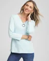 Chico's Pima Cotton 3/4 Sleeve Tee In Blue Menthe