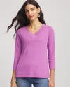 Chico's Pima Cotton 3/4 Sleeve Tee In Gooseberry In Purple