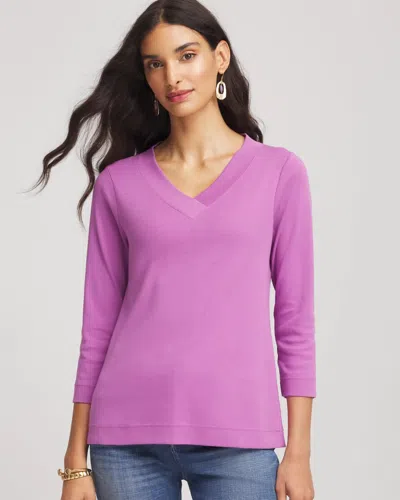 Chico's Pima Cotton 3/4 Sleeve Tee In Gooseberry In Purple