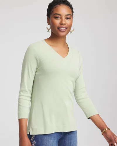 Chico's Pima Cotton 3/4 Sleeve Tee In Sage Meadow