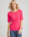 Chico's Pima Cotton Bateau-neck Tee In Dried Roses Size 20/22 |  In Dried Roses