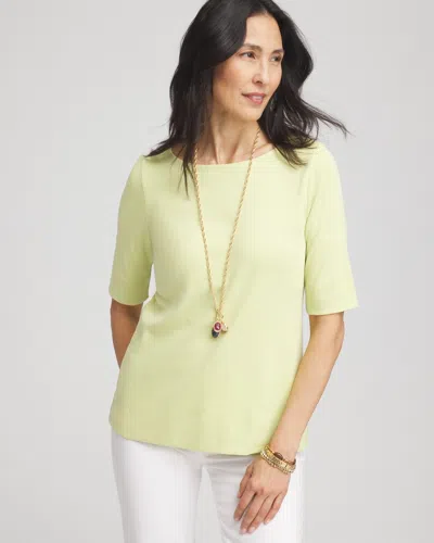 Chico's Pima Cotton Bateau-neck Tee In Frozen Lime Size 20/22 |