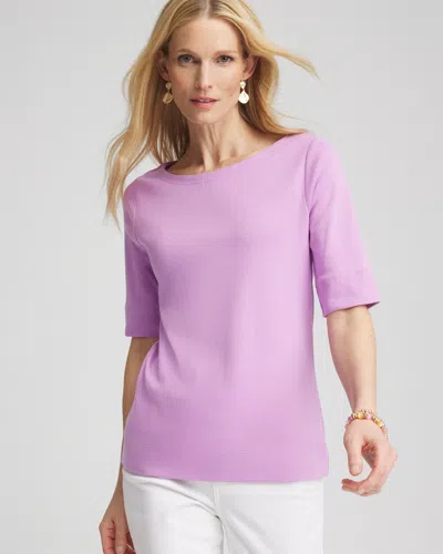 Chico's Pima Cotton Bateau-neck Tee In Lavender Skies Size 20/22 |