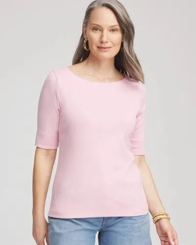 Chico's Pima Cotton Bateau-neck Tee In Pink
