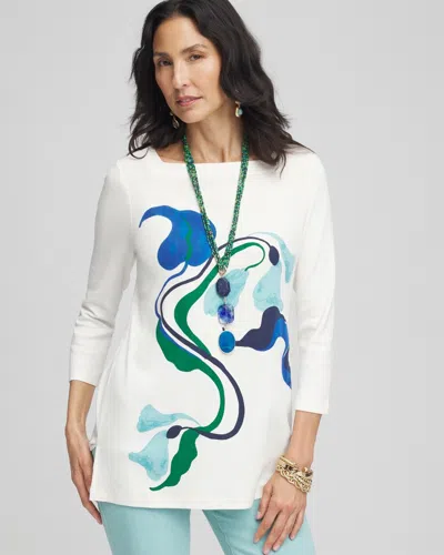 Chico's Pima Cotton Square-neck Tunic Top In White Size 20/22 |  In Ecru