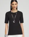 Chico's Pima Crewneck Tee In Black Size 16/18 |  In Black