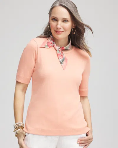 Chico's Pima Crewneck Tee In Coral Blossom Size 20/22 |