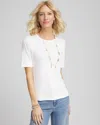 CHICO'S PIMA CREWNECK TEE IN WHITE SIZE 16/18 | CHICO'S