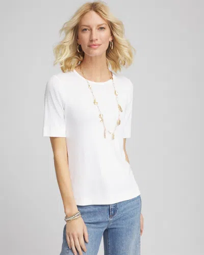 Chico's Pima Crewneck Tee In White Size 16/18 |  In Alabaster