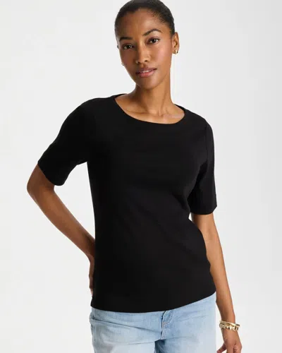 Chico's Pima Elbow Sleeve Tee In Black