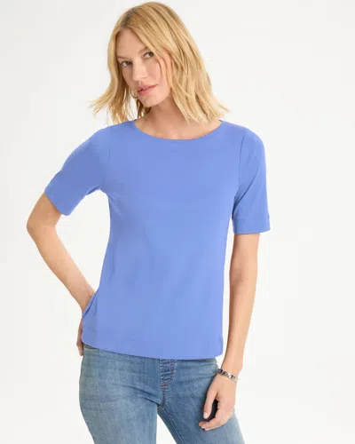 Chico's Pima Elbow Sleeve Tee In Blue