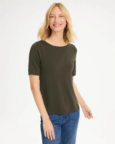 Chico's Pima Elbow Sleeve Tee In Bolivian Brown