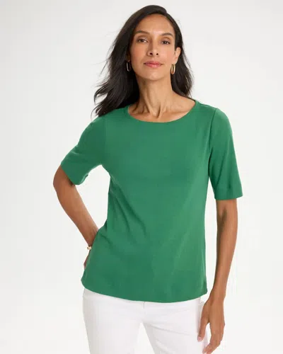 Chico's Pima Elbow Sleeve Tee In Jardin Green